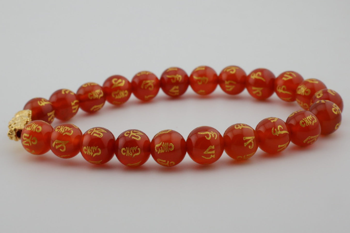 8mm Tibetan Red Agate Beads Carve Mantra Bracelet