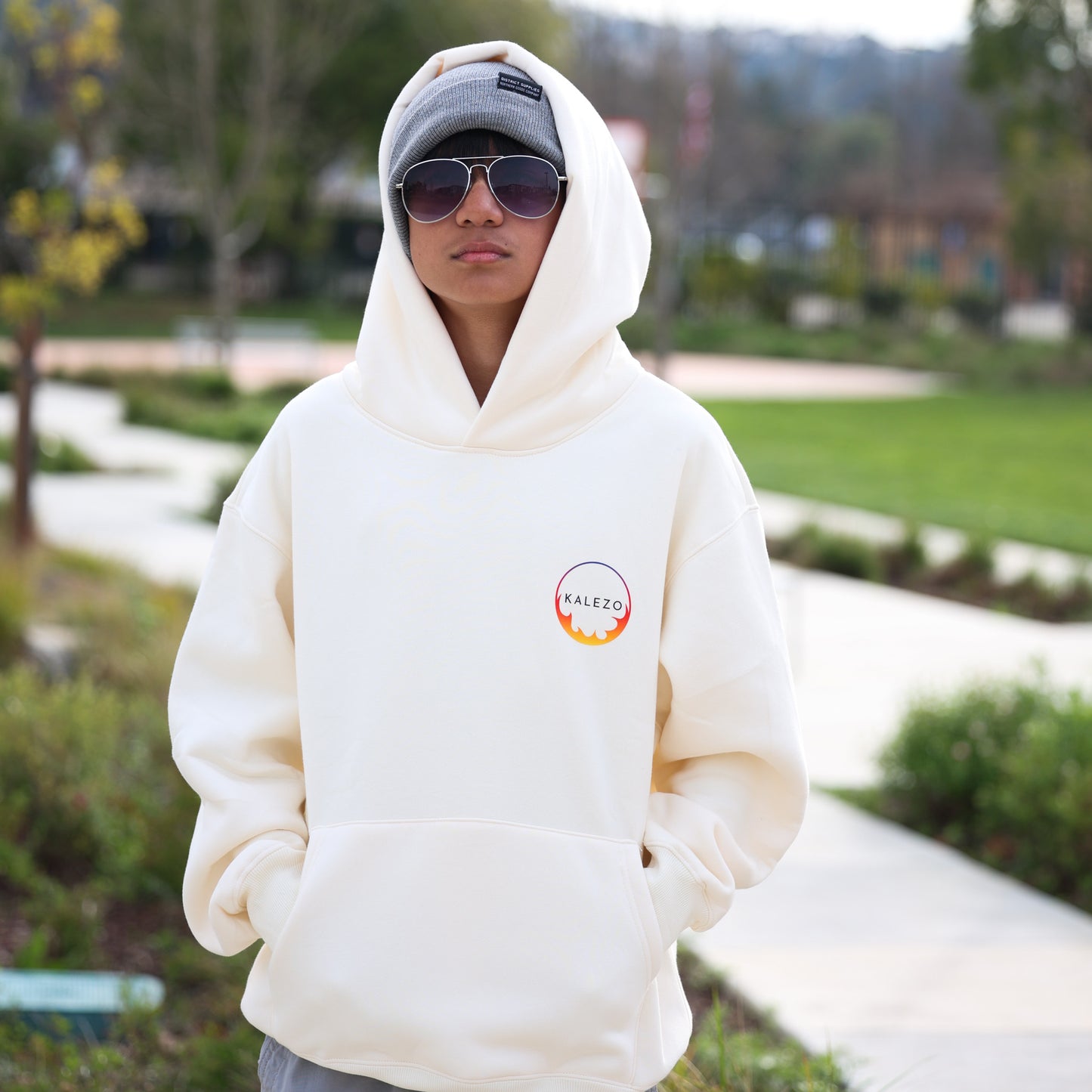 Cream Oversized Pullover Hoodie